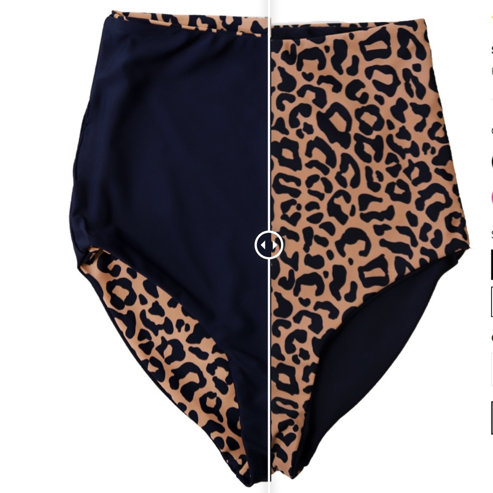 NWT Coral Reef Swim BALI REVERSIBLE BOTTOMS BLACK & LEOPARD PRINT